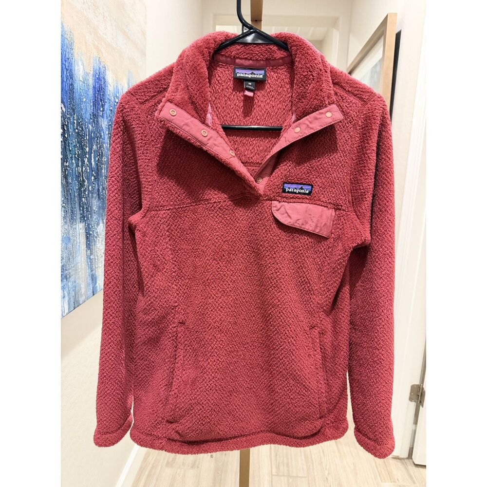 Patagonia Women's XS Pink Polartec Fleece Snap Pullover Chest Pocket 25443